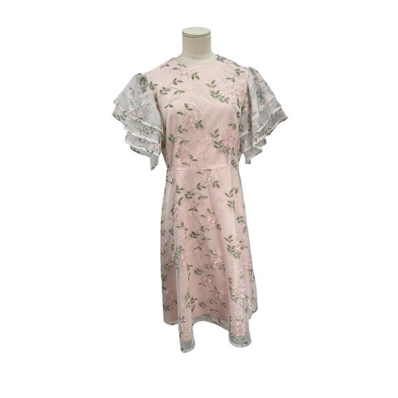 JessaKae Dresses & Skirts - Jessakae Embroidered Dress Pink Tulle Green Size Large